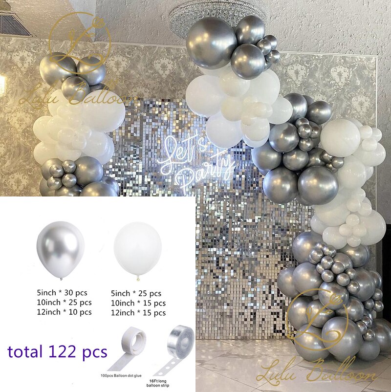 pieces White Silver Latex Balloon Arch Garland Kit Baby Shower Wedding Birthday Graduation Anniversary Bachelorette Part Inflatable Party Decorations