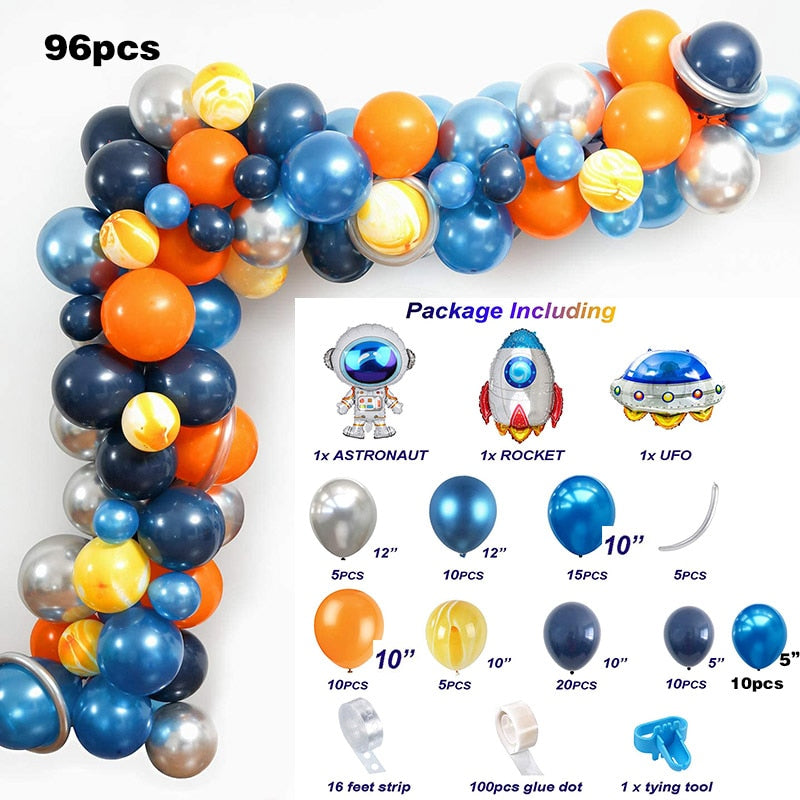 Outer Space Balloon Garland Kit Party Decorations Rocket Balloons Star Number Themed Birthday Supplies Inflatable