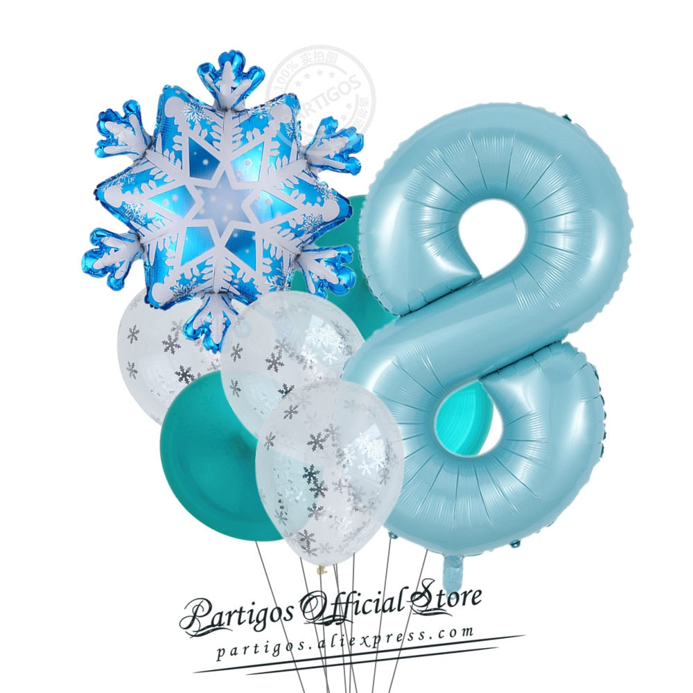 set Mix Snowflake Foil Balloons inch Ice blue number ballons Winter ice snow Party Birthday party Decoration Elsa Ballon 