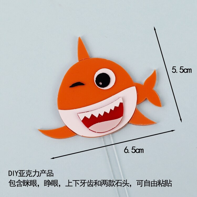 Cake Decoration Marine Animal Series Cute Shark Children's Gift Dessert Table Dress Toppers Happy Birthday 