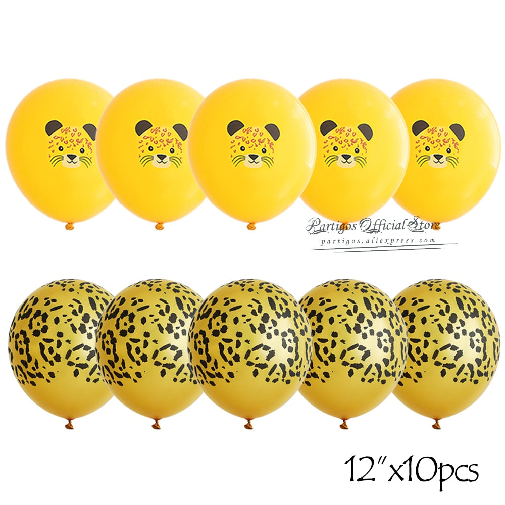 Pcs inch Jungle Animal Balloons Forest Safari Party Kids Boys Birthday Decors Giraffe Tiger Latex Helium Globos 