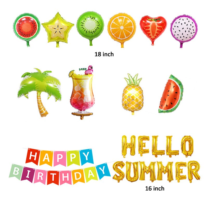 Fruit Theme Birthday Party Decoration Balloons Set Foil Girl Kids Supplies 