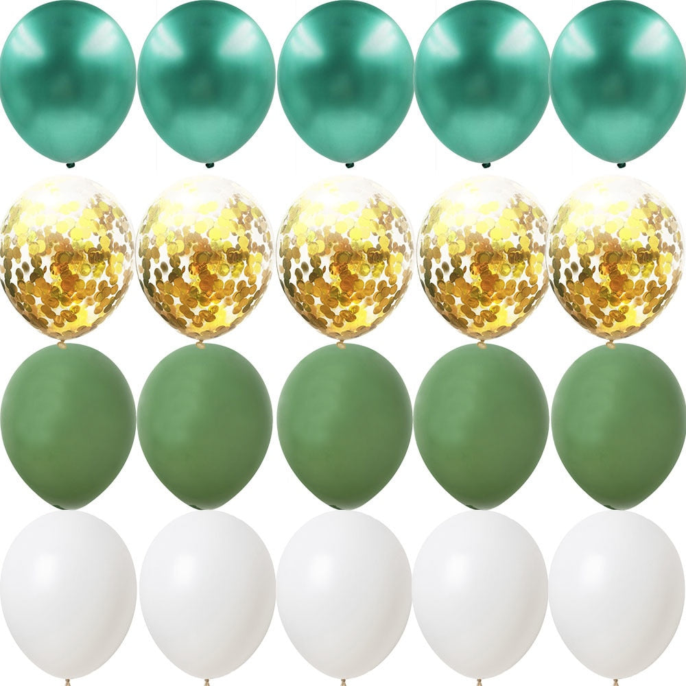 PCS inch Balloon Kit Retro Green White Gold Balls Birthday Wedding Anniversary Jungle Summer Party Decor Home Supplies 