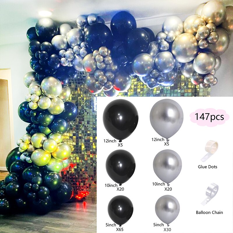 Pcs Macaron Balloons Arch Set Black Silver Balloon Garland Wedding Baby Baptism Shower Birthday Party Decoration Inflatable Decorations