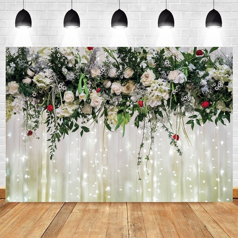 Wedding Scenes Floral Photography Backdrop Baby Birthday Bridal Shower Ceremony Decor Background Photo Shoot Banner Props 