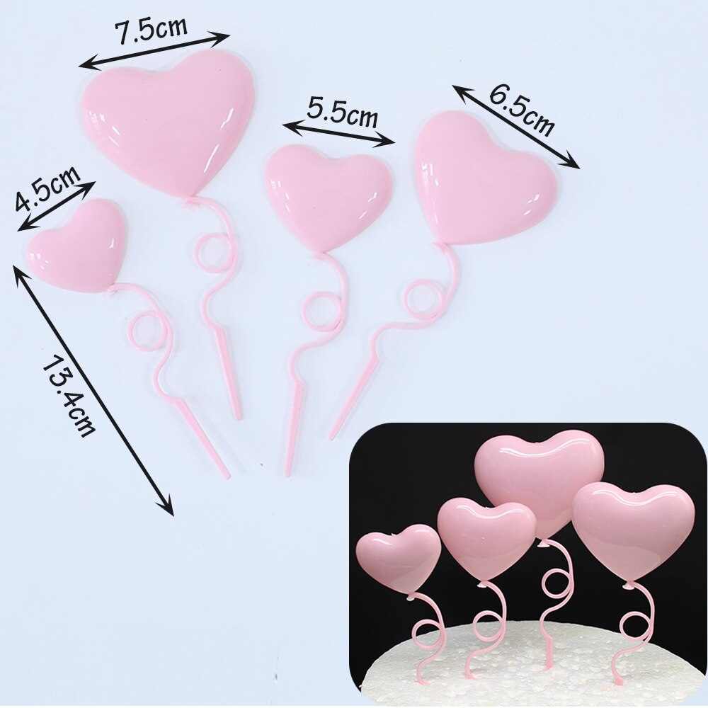 Pcs Mix Size Heart Balloons Cake Toppers Valentines Day Party Supplies Anniversary Wedding Decorations Red Ornaments 