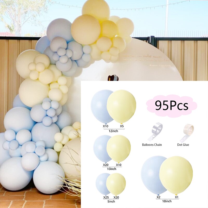 Macaron Balloons Arch Set Blue Yellow Balloon Garland Wedding Birthday Theme Party Baby Baptism Shower Decoration Inflatable Decorations