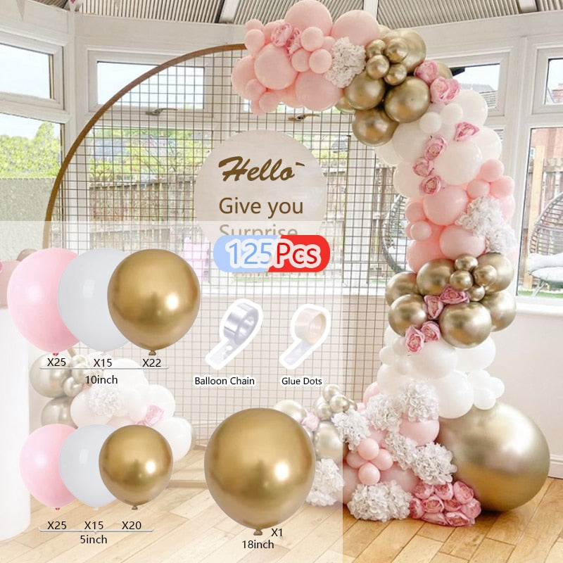 Balloons Arch Set Pink White Green Baloon Garland Baby Baptism Shower Balloon Kit Birthday Party Wedding Decoration 