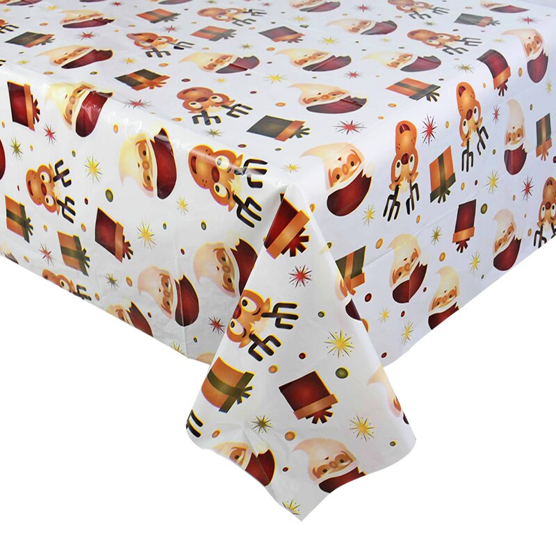 cm Christmas Tablecloth Disposable PVC Plastic Table Cloth Family Party Dinner Desk Decoration Cover Xmas Decor Home 