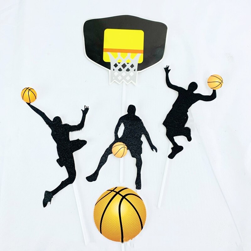 pcs Paper glitter basketball Cake Toppers Basketball player cake dessert Adorn card Flags Decor Baking DIY Party Supplies 