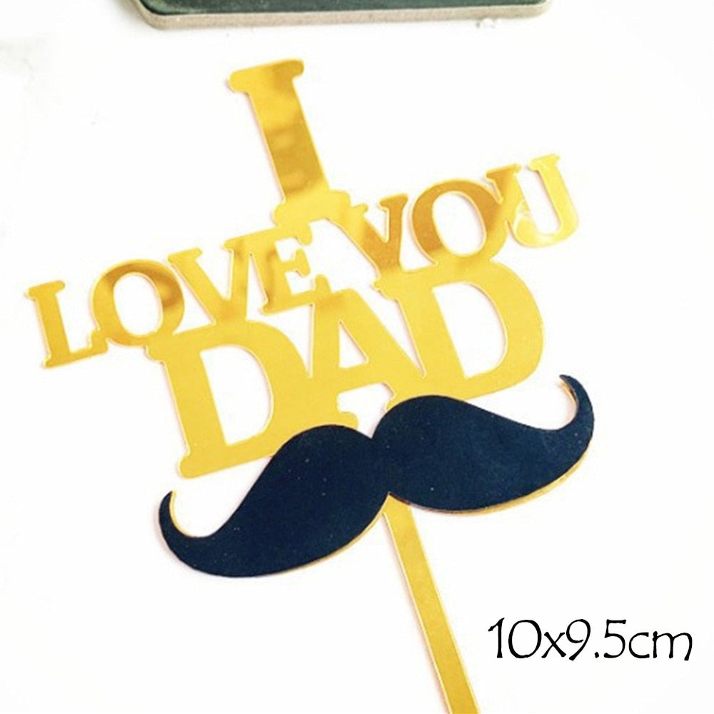 Happy Father's day Acrylic Cake Topper Gold Super Dad Father Birthday Decorations Daddy Party 