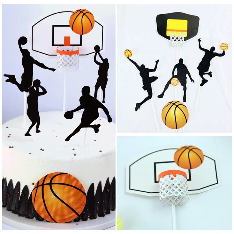 pcs Paper glitter basketball Cake Toppers Basketball player cake dessert Adorn card Flags Decor Baking DIY Party Supplies 