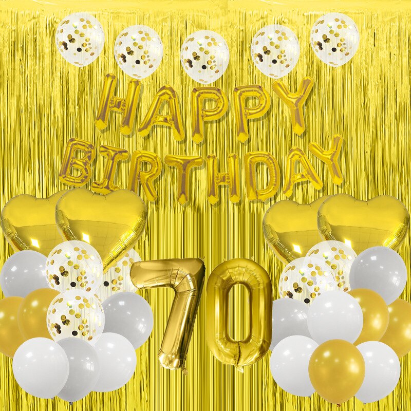 Happy Birthday Party Decorations Gold Latex Balloons Kit Foil Curtain Confetti st th 