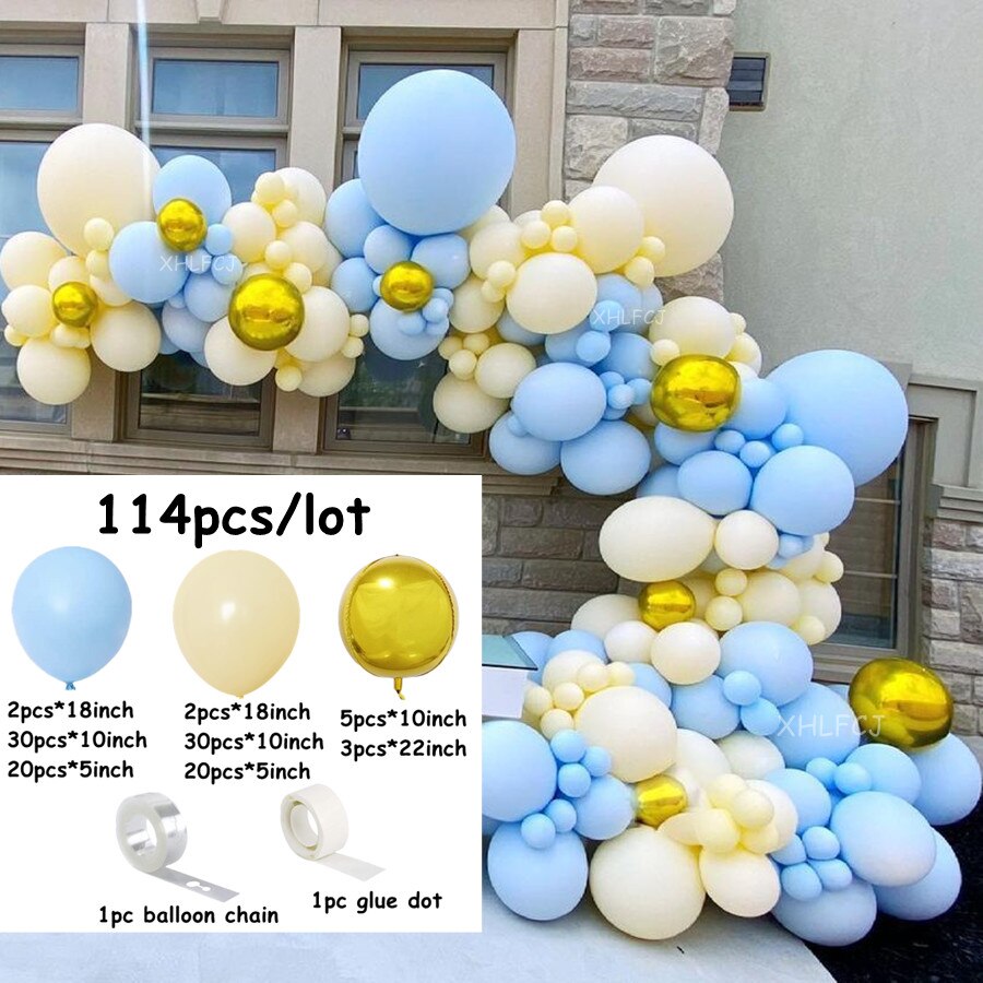 pcs/lot Gold Balloon Blue Yellow Balloons Garland Arch Kit Baby Shower Balaos Kids Birthday Party Decoration Globos Inflatable Decorations