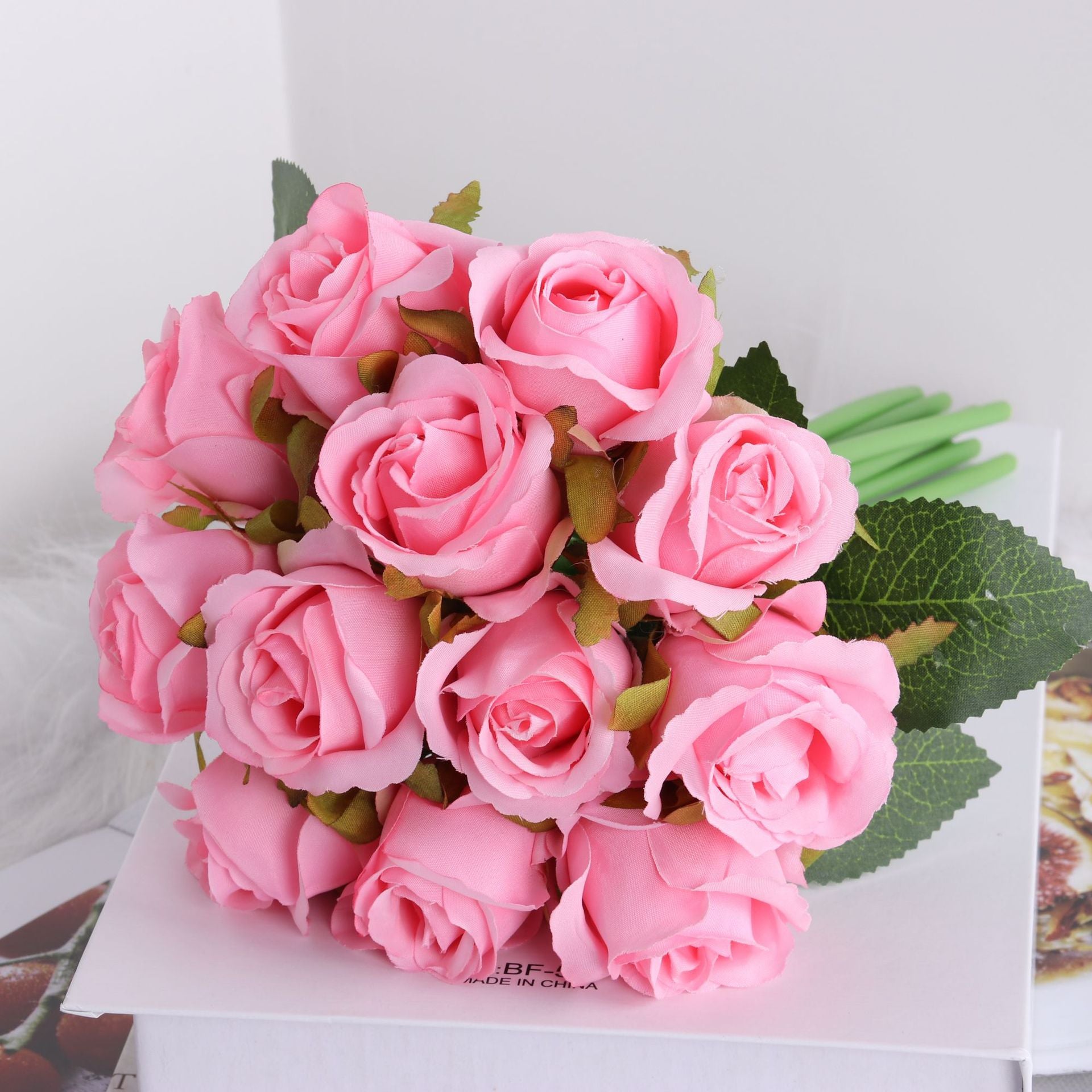 24 Heads Artificial Rose Flowers Bouquet Silk Flower Pink red Rose for Home Bridal Wedding Baby Shower Party Festival Decoration PartyDecorHQ