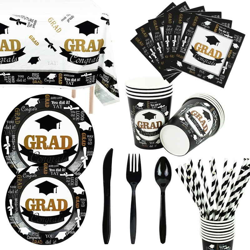 Graduation Party Decoration Favors Dinner plate Tableware tablecloth Congratulation Grad Decor Supplies 