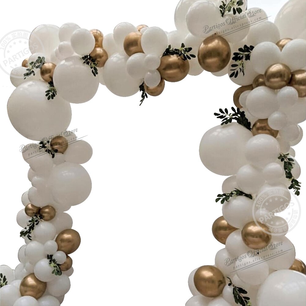 Pcs White Gold Latex Balloons Garland Kit Chain Wedding Party Decorations Engagement Supplies Metal Chrome Globos Helium Inflatable