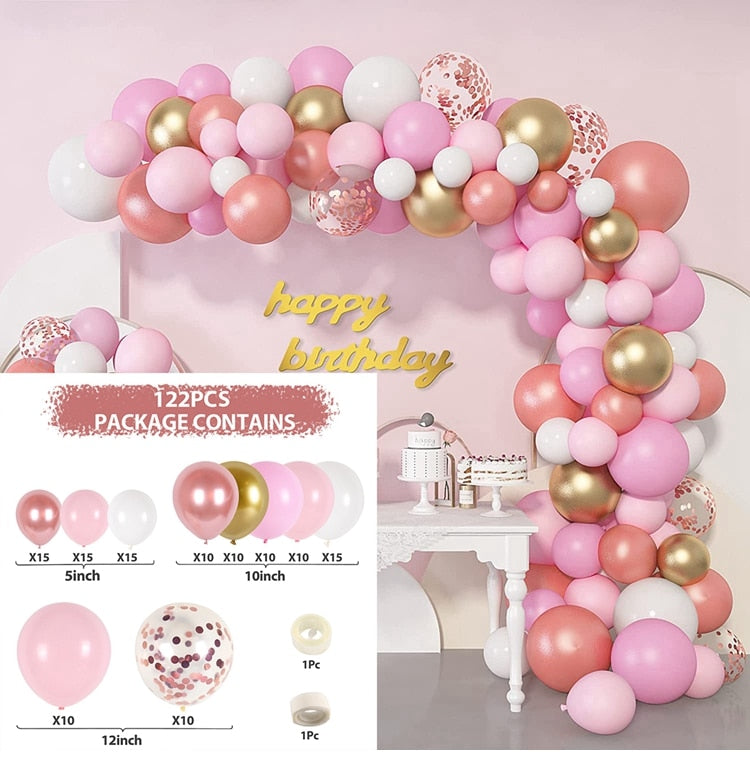 Macaron Pink Balloon Garland Arch Kit Wedding Birthday Party Decoration Kids Globos Rose Gold Confetti Latex Ballon Baby Shower Inflatable Decorations