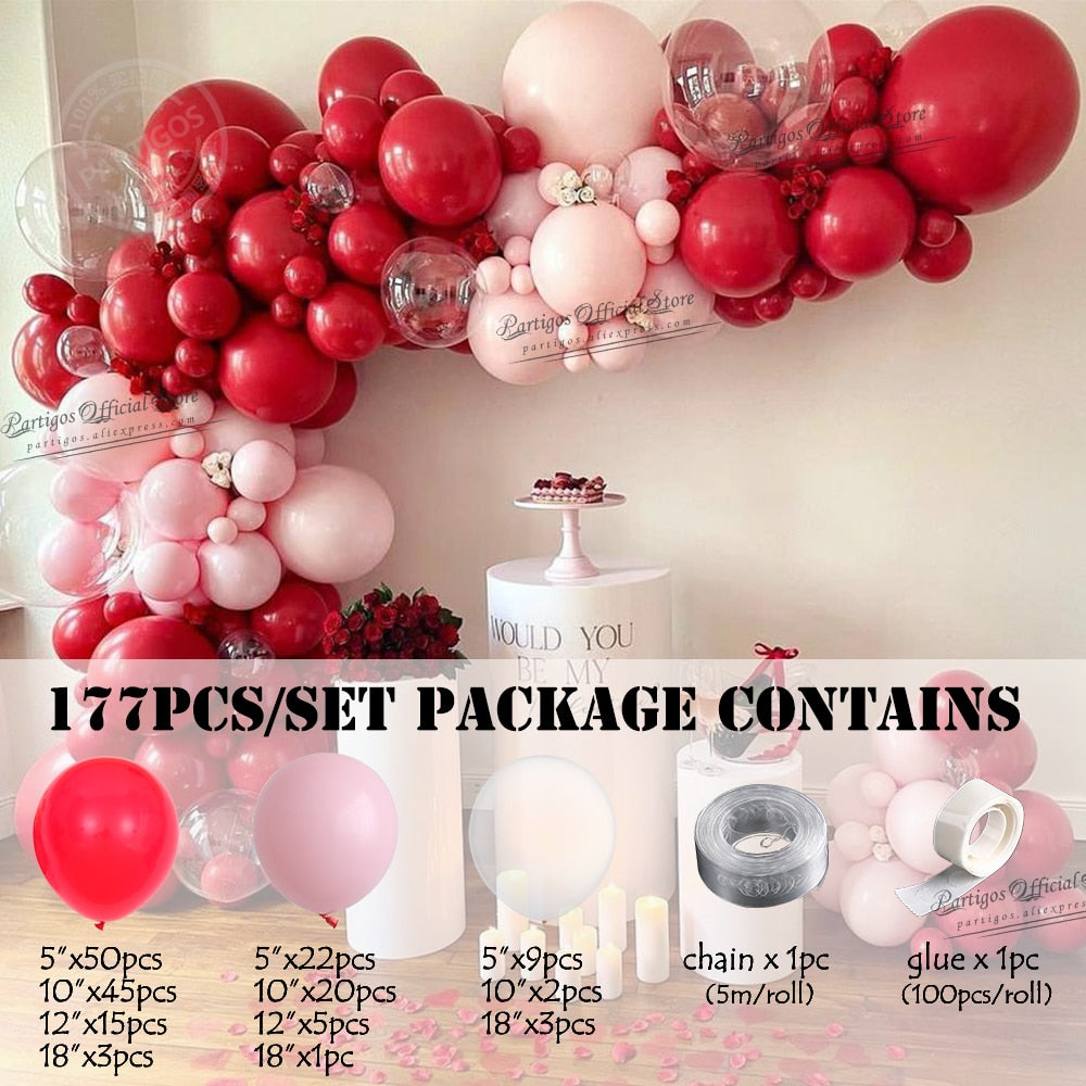 Pcs Matte Pastel Pink Ruby Red Balloon Garland Kit Set Transparent Bubble Globos Valentine Wedding Balloons Home Party Decors Inflatable Decorations