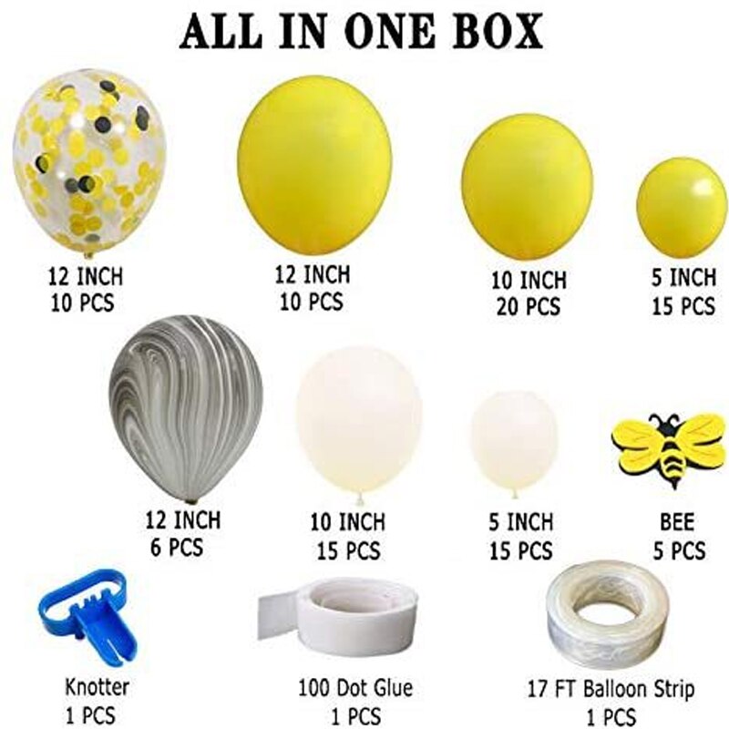 pcs Yellow Bee Themed Birthday Party Decoration Latex Confetti Balloon Garland Arch Kit Boys Girls Baby Shower Supplies Inflatable Decorations