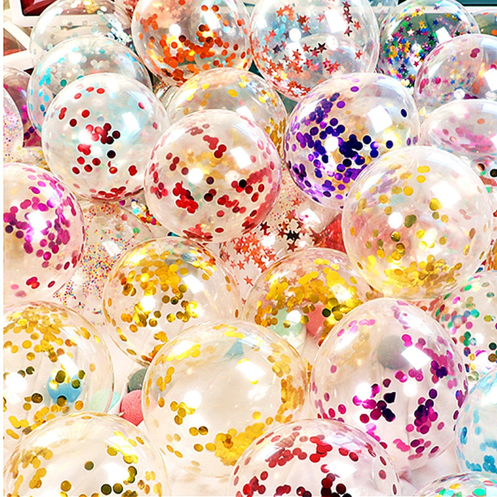 pcs Transparent Gold Star Round Confetti Latex Balloons Baby Shower Birthday Party Valentine's Day Wedding Decoration Globos 