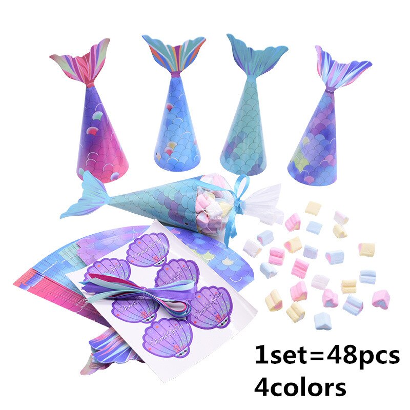 pcs Mermaid Paper Candy Gift Box Invitation Card Gifts Bags Girls Birthday Treat Party Boxes 