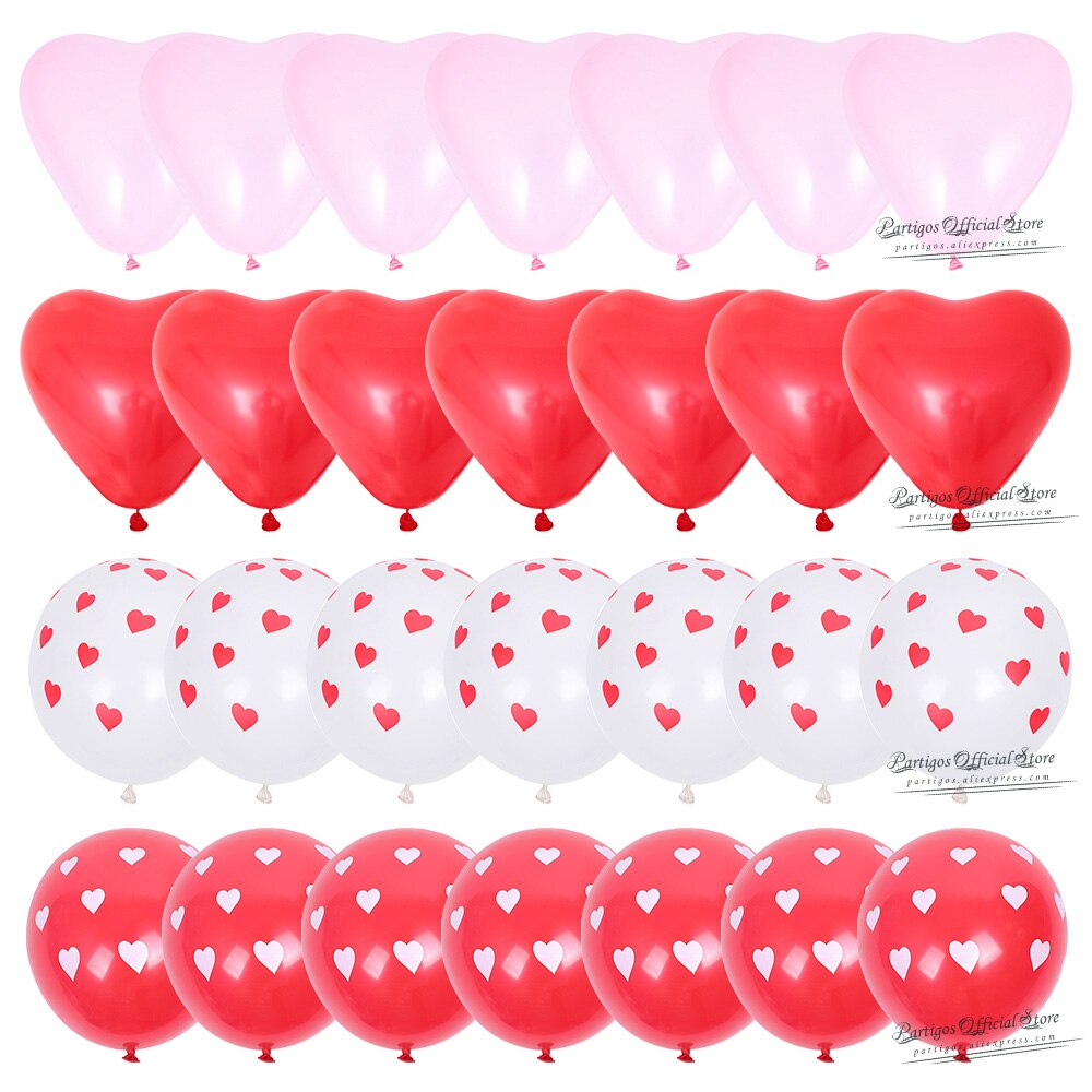 pcs Red Heart Shape Balloons Decorations Kit Wedding Decors Valentines Day Gifts Printed Latex confetti Globos helium 