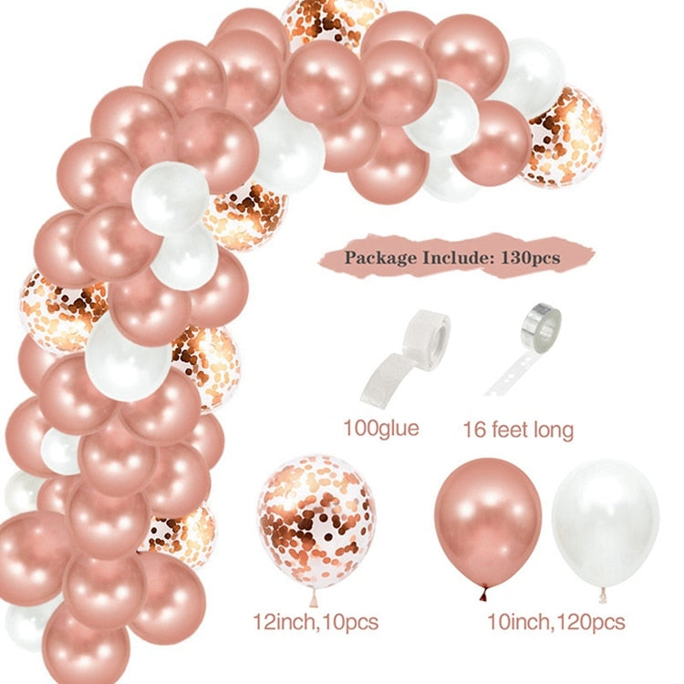 Macaron Pink Balloon Garland Arch Kit Wedding Birthday Party Decoration Kids Globos Rose Gold Confetti Latex Ballon Baby Shower Inflatable Decorations