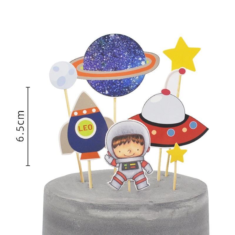 Space Birthday Decor Cake Topper Astronaut Decoration Alien Cakes Toppers Boy Party Gifts 