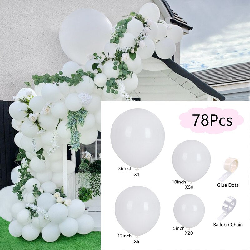 Latex Balloons Arch Set White Balloon Garland Baby Baptism Shower Wedding Arches Kit Birthday Party Decoration Inflatable Decorations