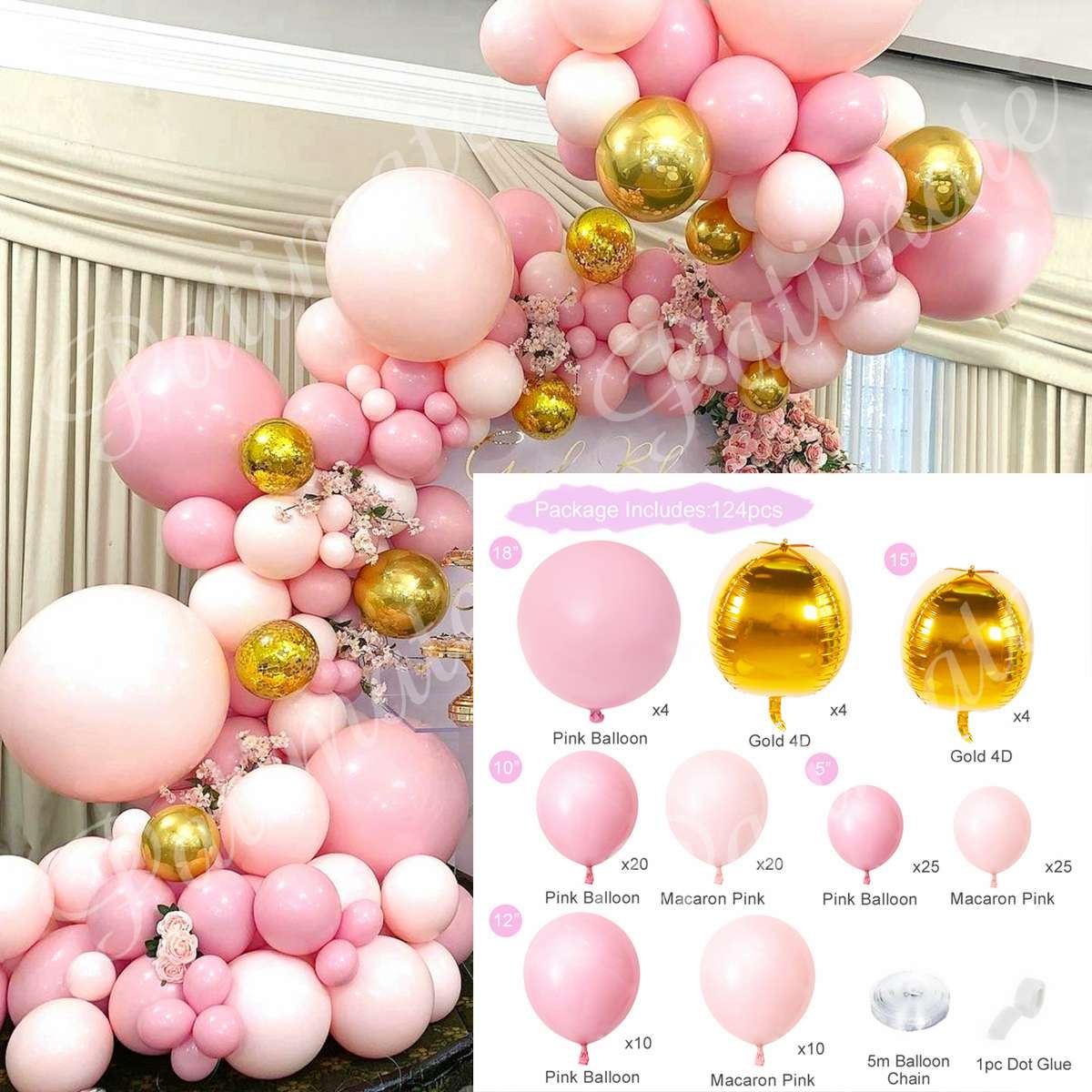 Macaron Pink Balloon Garland Arch Kit Wedding Birthday Party Decoration Kids Globos Rose Gold Confetti Latex Ballon Baby Shower Inflatable Decorations