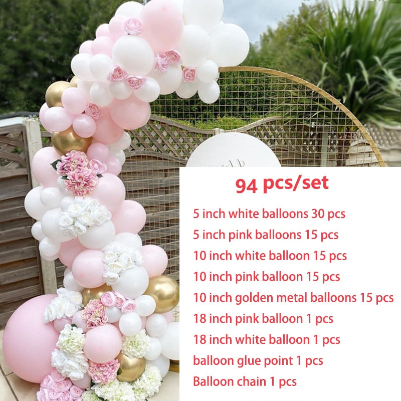 Pastel Balloons Arch Baby Baptism Girl Macaron Balloon Arches Kit Pink White Birthday Party Decor Kids Metal Ballons Garland Inflatable Decorations