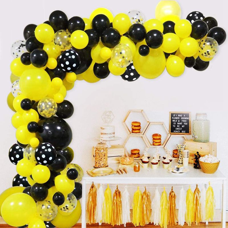 PCS Bee Themed Party Decoration Yellow Black Latex Balloons Confetti Boy Girl Birthday Baby Shower 