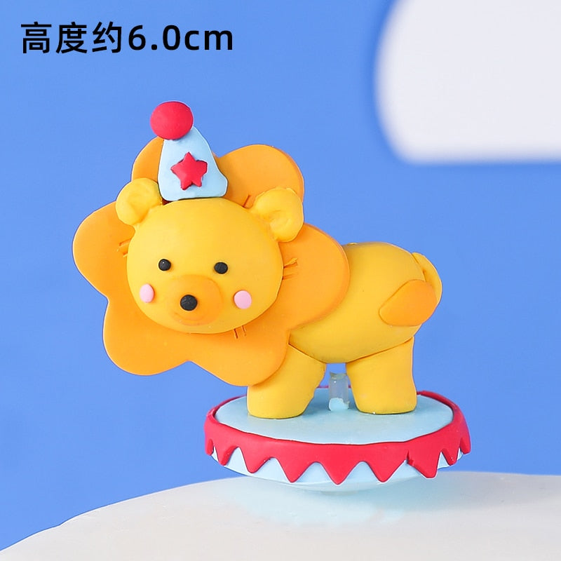 Clown Lion Elephant Ball Circus Cake Topper Birthday Decoration Wedding Supplies Baby Shower Baking Dessert Kid Love Gifts 