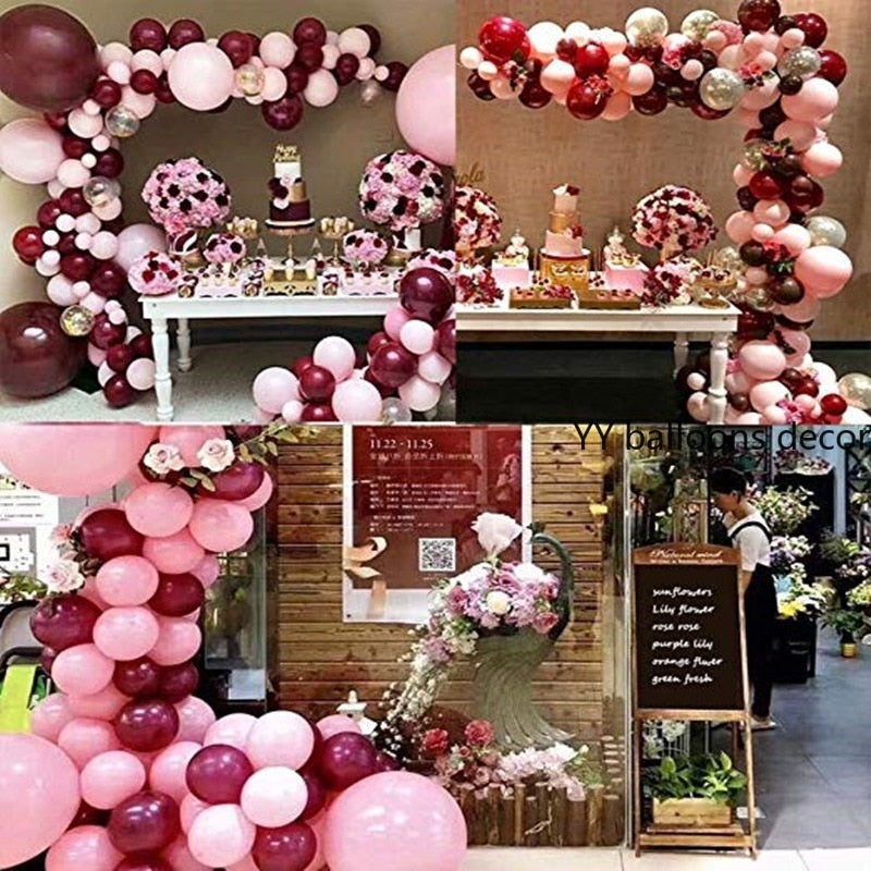 pcs Balloons Garland Arch Pink Gold Confetti Ballons Golden Party Baby Shower Burgundy Wedding Decorations Inflatable