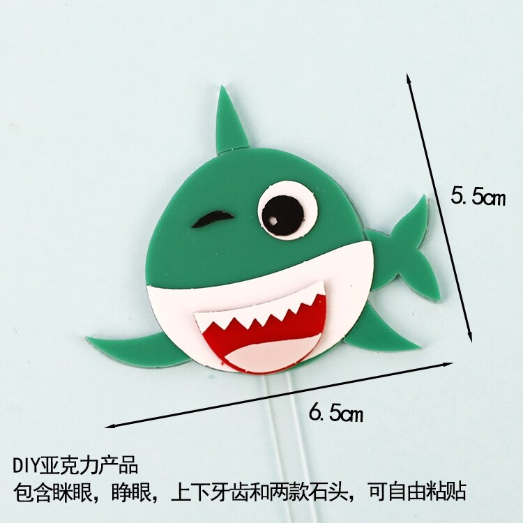 Cake Decoration Marine Animal Series Cute Shark Children's Gift Dessert Table Dress Toppers Happy Birthday 