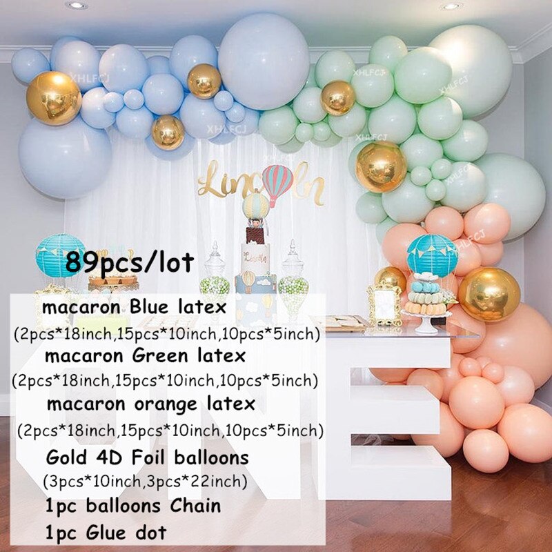 pcs Balloon Garland Kit macaron Pastel Blue Green Orange Latex Balloons Gold Balon Baby Shower Wedding Birthday Party Decor Inflatable Decorations