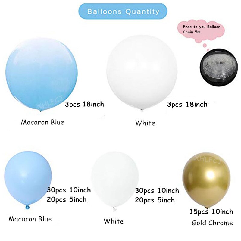 pcs/lot Balloon Garland Gold Chrome Blue White Balloons Arch Wedding Birthday Party Macaron Pastel Latex Ballon Decoration Inflatable Decorations