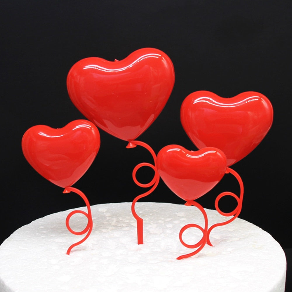 Pcs Mix Size Heart Balloons Cake Toppers Valentines Day Party Supplies Anniversary Wedding Decorations Red Ornaments 