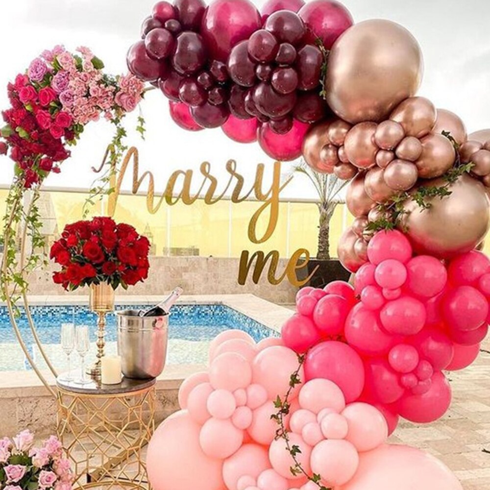 Pcs Burgundy Red Balloons Garland Valentines Day Balloon Arch Anniversary Engagement Wedding Party Decorations Bride Supplies Inflatable