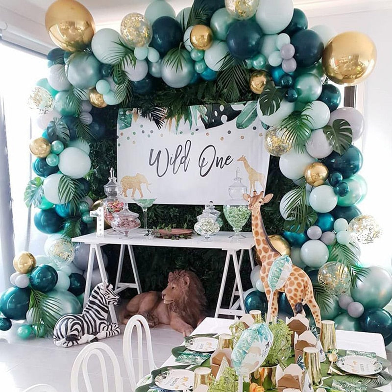 Macaron Balloons Green Gold Metal Balloon Garland Arch Wedding Birthday Decoration Party Kids Baby Shower Inflatable Decorations