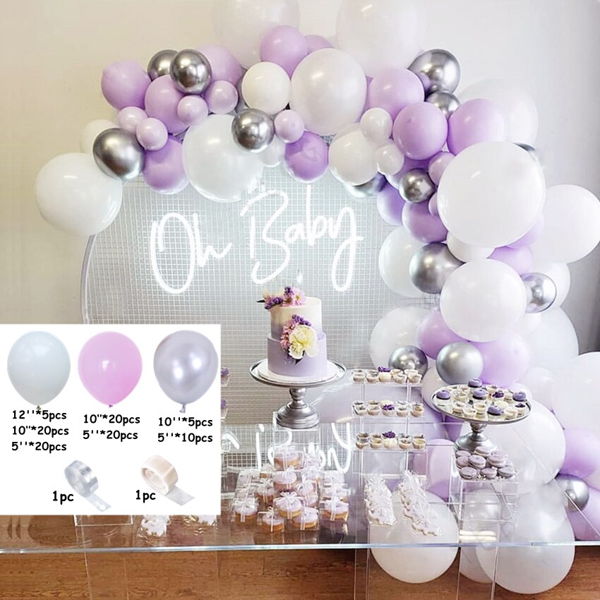 100Pcs Pastel Balloon Garland Arch Kit Purple Balloons Birthday Wedding Bridal Baby Shower Anniversary Party Decoration Supplies PartyDecorHQ