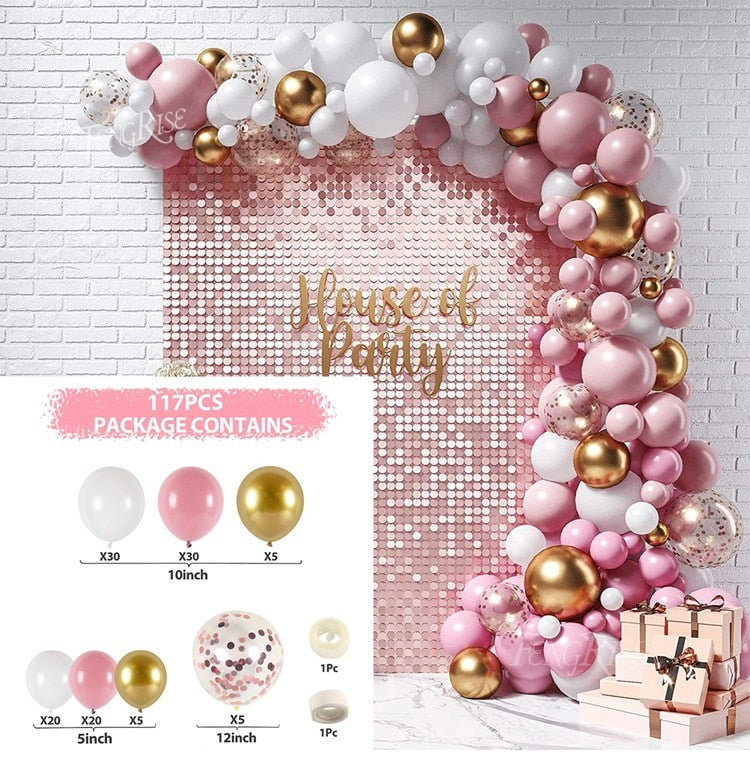 Macaron Pink Balloon Garland Arch Kit Wedding Birthday Party Decoration Kids Globos Gold Confetti Latex Ballon Baby Shower Girl Inflatable Decorations