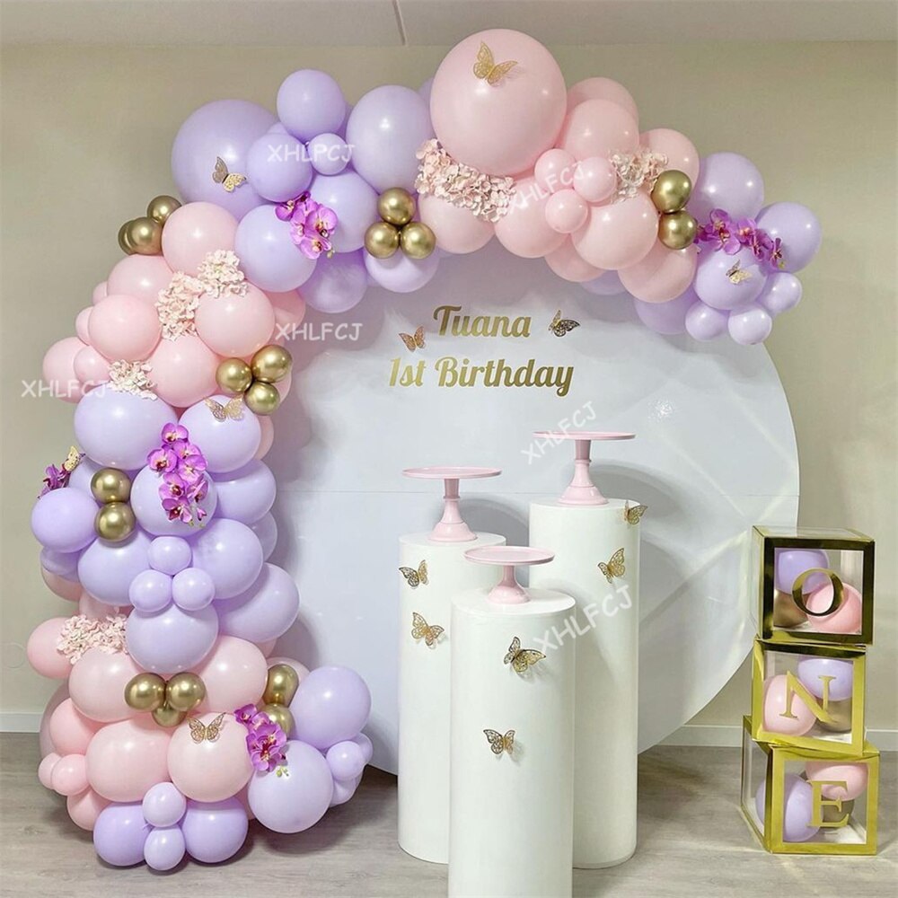 pcs Purple Pink Metal Gold Balloons Garland Arch Butterfly Stickers Baby Shower Birthday Wedding Party Decoration Balloon Inflatable Decorations