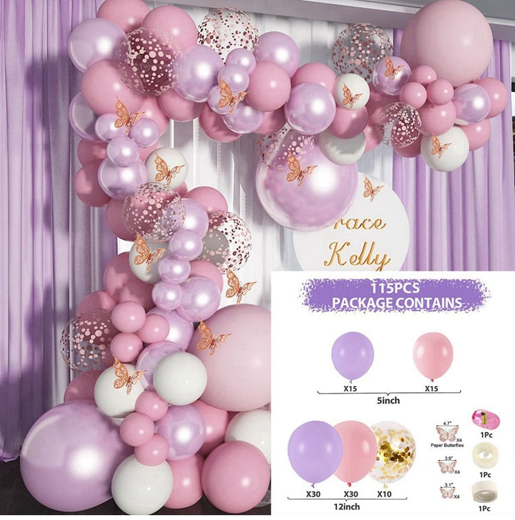 Purple Pink Balloons Garland Arch Kit Macaroon Latex Ballons Wedding Birthday Party Decor Kids Adult Girl Baby Shower Ballon Inflatable Decorations