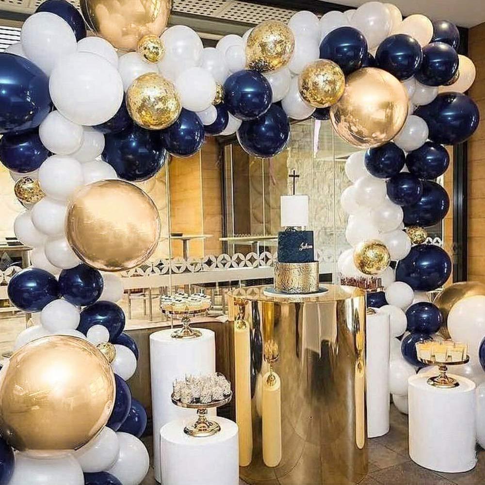 Navy Party Balloons Arch Kit Blue White Latex Balloon Gold Confetti Metallic Globos Baby Shower Birthday Decor 