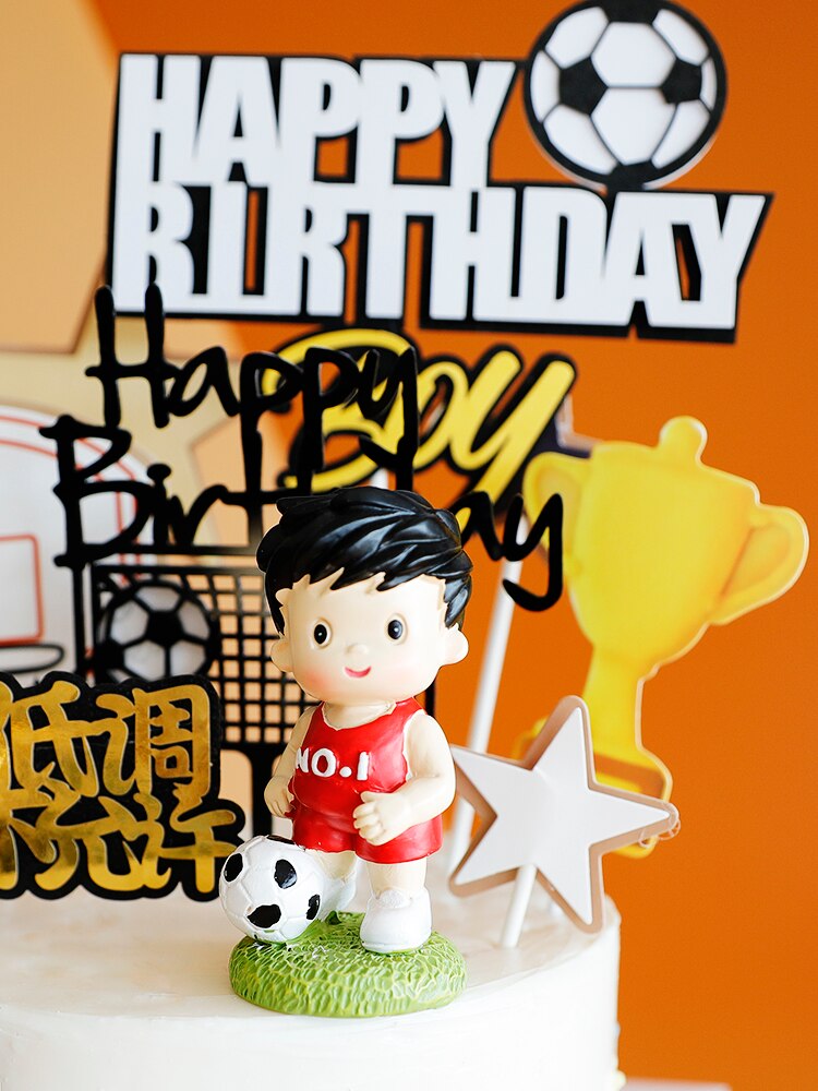 Football Basketball Theme Cupcake Topper Boy Happy Birthday Party Soccer Cake Baking Decoration Supplies 