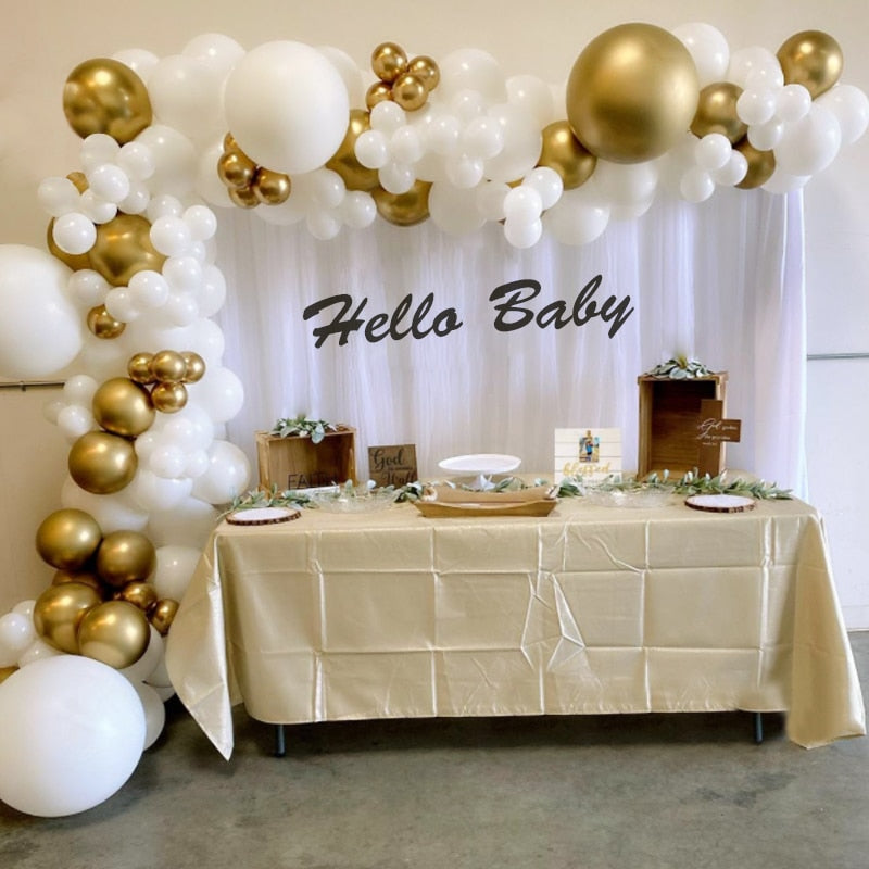 Balloons Arch Set White Gold Balloon Garland Birthday Party Wedding Kit Baby Baptism Shower Decoration Inflatable Decorations