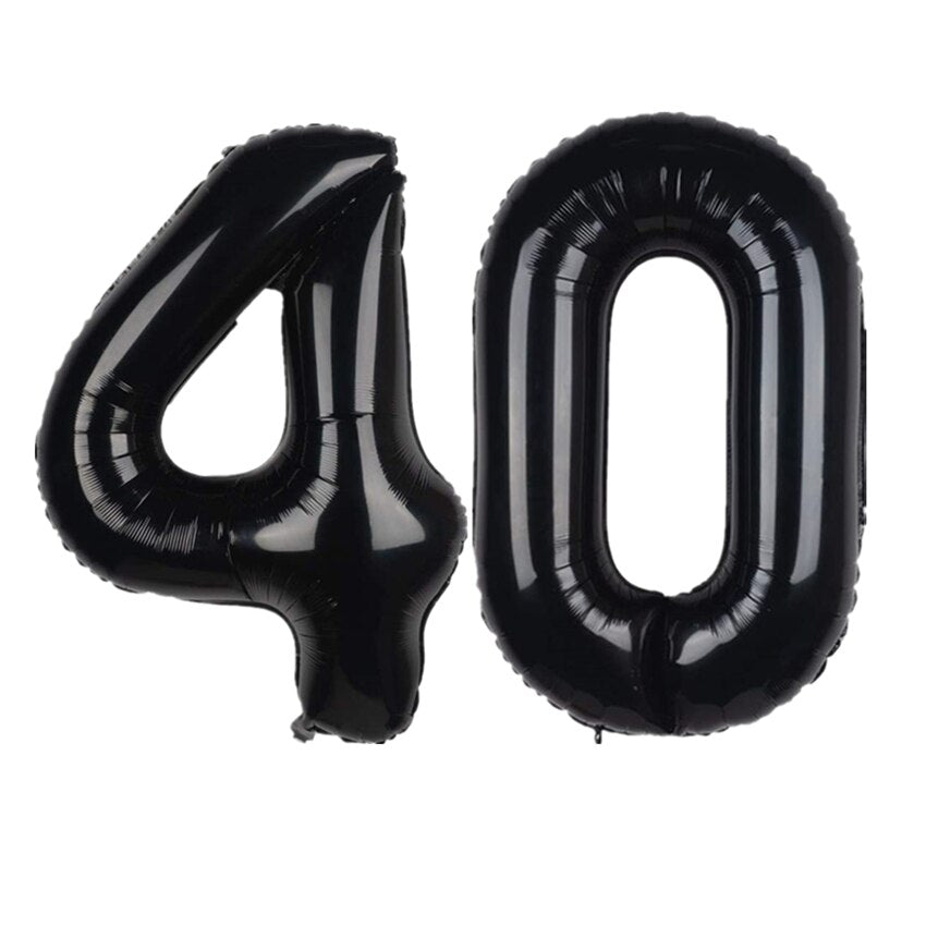 pcs inch Black Number Balloons Digit Foil Balloon Kids Adult Birthday Party Decorations Globos Anniversary Balaos 