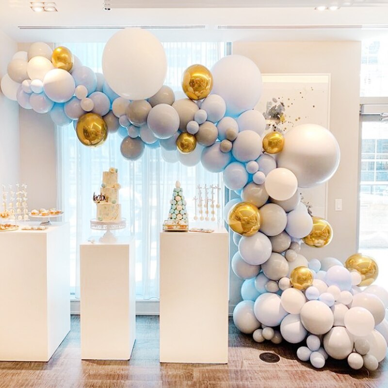 Balloons Arch Set White Blue Gray Gold Balloon Garland Baby Baptism Shower Wedding Birthday Party Decoration Inflatable Decorations